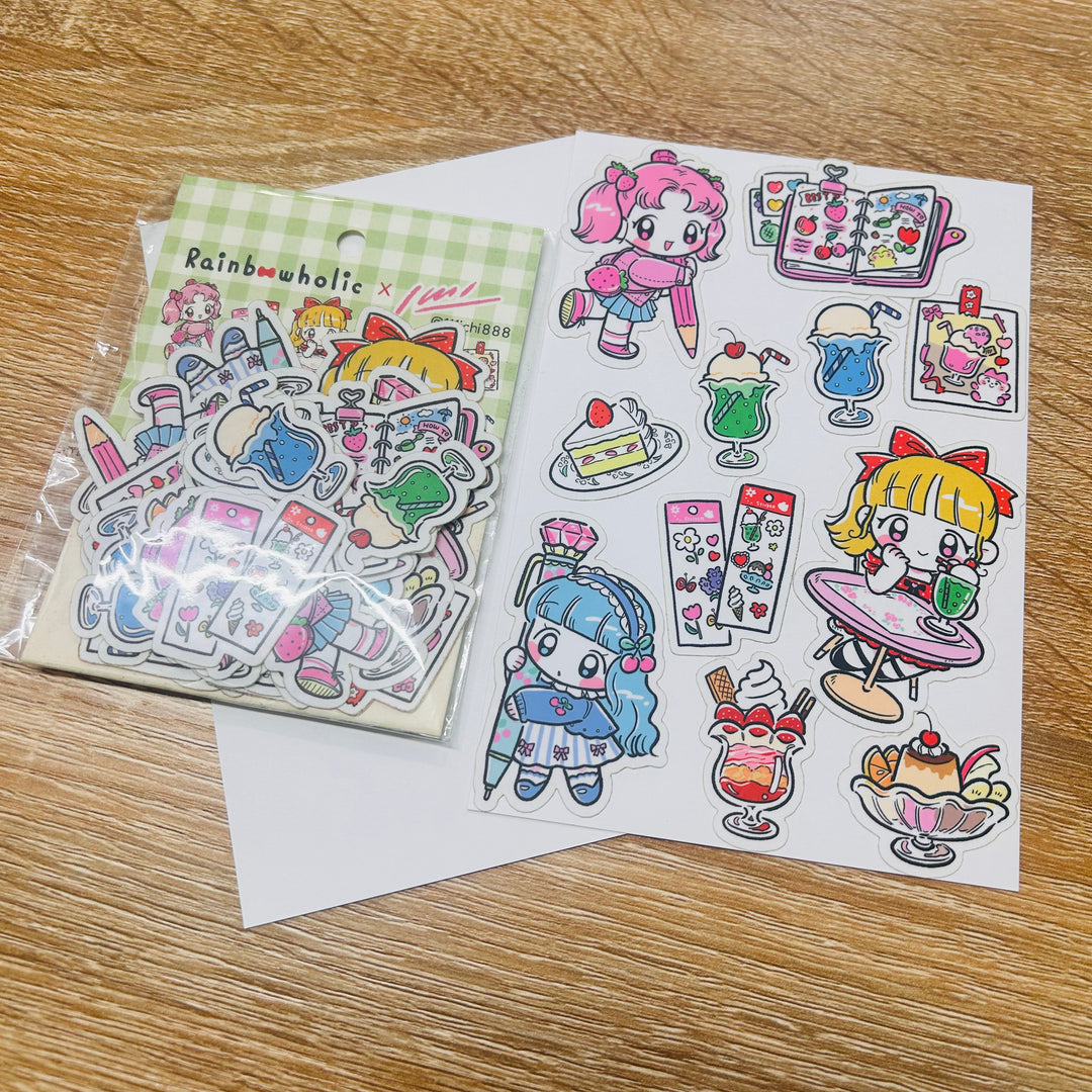 (FS005) Rainbowholic x Ichi Bungu Kissa (Stationery Cafe) Flake Seal