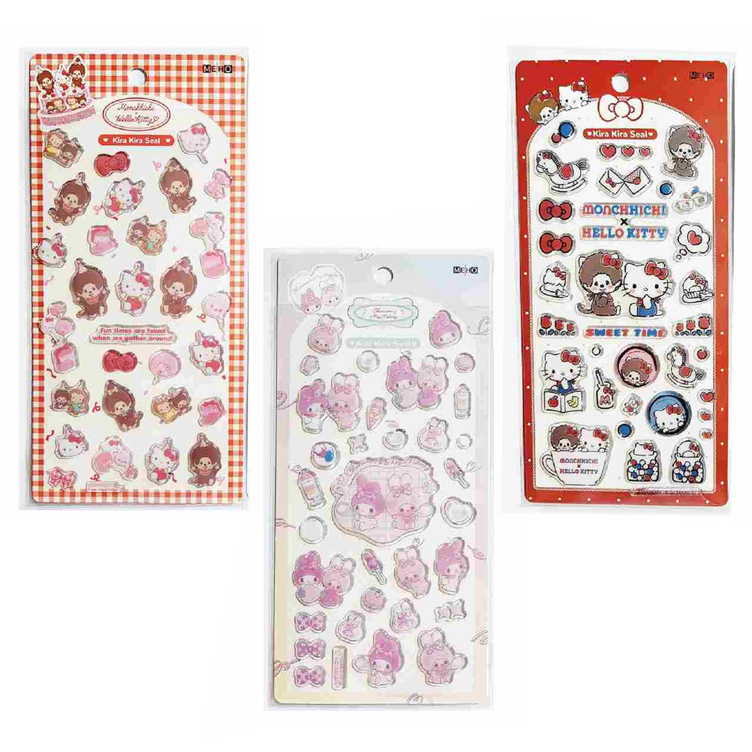Monchichi x Sanrio Kira Kira Seal 3D Sticker Sheet SET (3 pcs.)