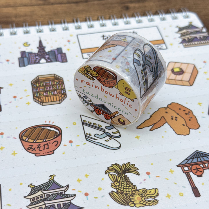 (MT137) Rainbowholic x Tazdaunicorn Nagoya City 3cm Washi Tape