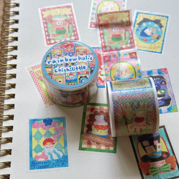 (MT134) Rainbowholic x Chichilittle Alice Tea Bags Easy Cut Washi Tape