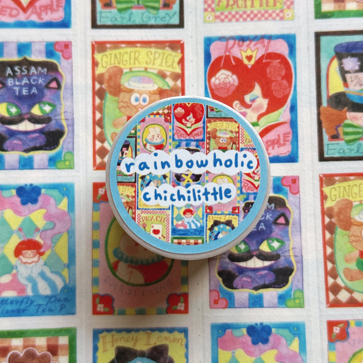 (MT134) Rainbowholic x Chichilittle Alice Tea Bags Easy Cut Washi Tape