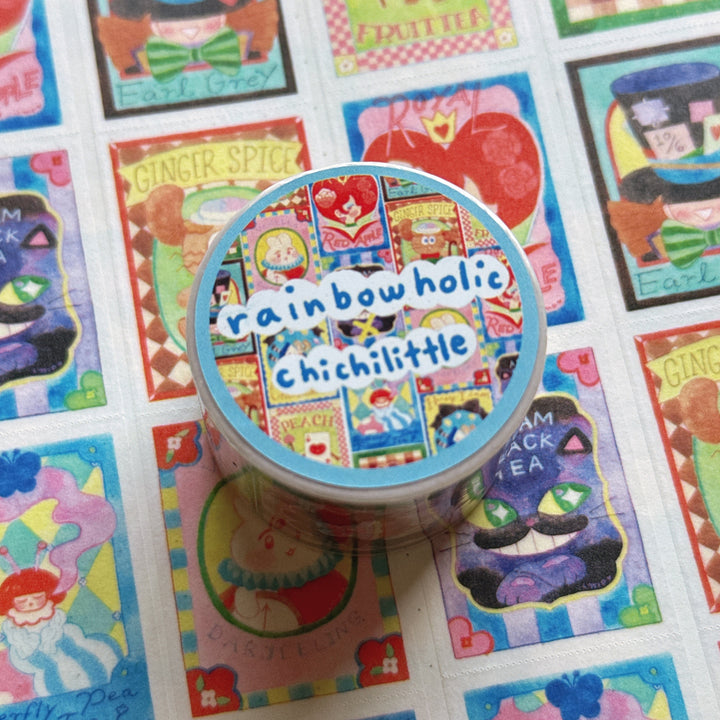 (MT134) Rainbowholic x Chichilittle Alice Tea Bags Easy Cut Washi Tape