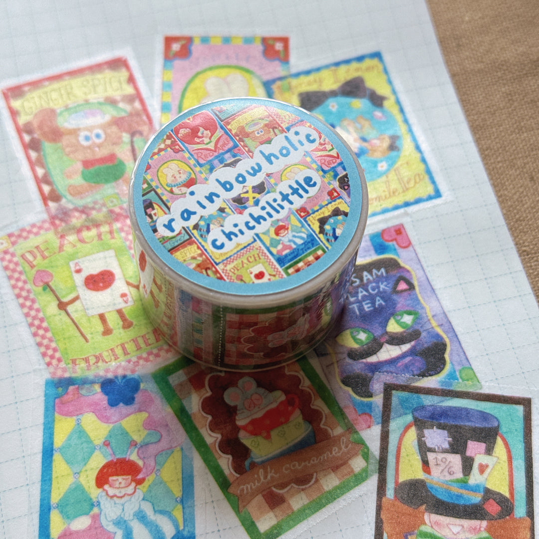 (MT134) Rainbowholic x Chichilittle Alice Tea Bags Easy Cut Washi Tape