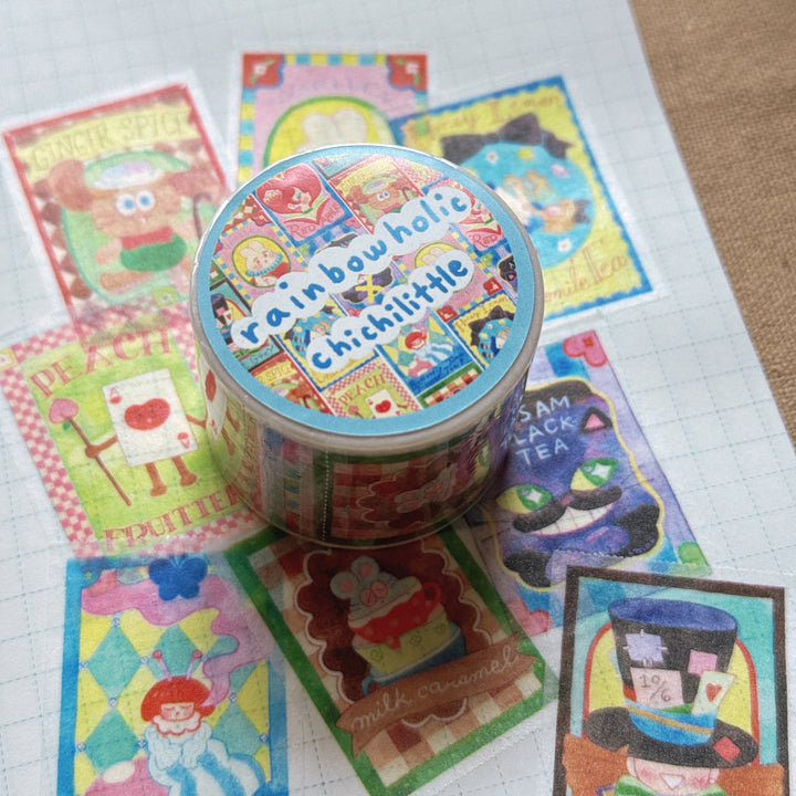 (MT134) Rainbowholic x Chichilittle Alice Tea Bags Easy Cut Washi Tape