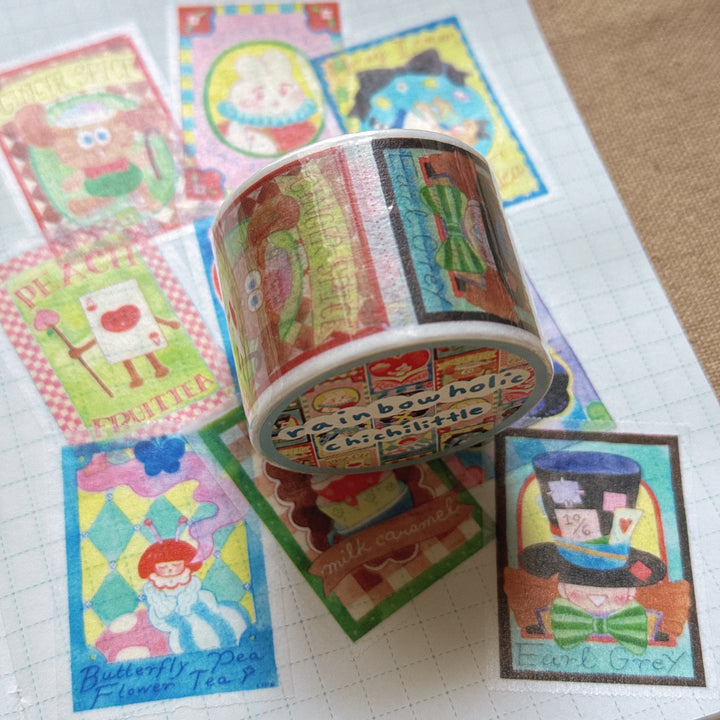 (MT134) Rainbowholic x Chichilittle Alice Tea Bags Easy Cut Washi Tape
