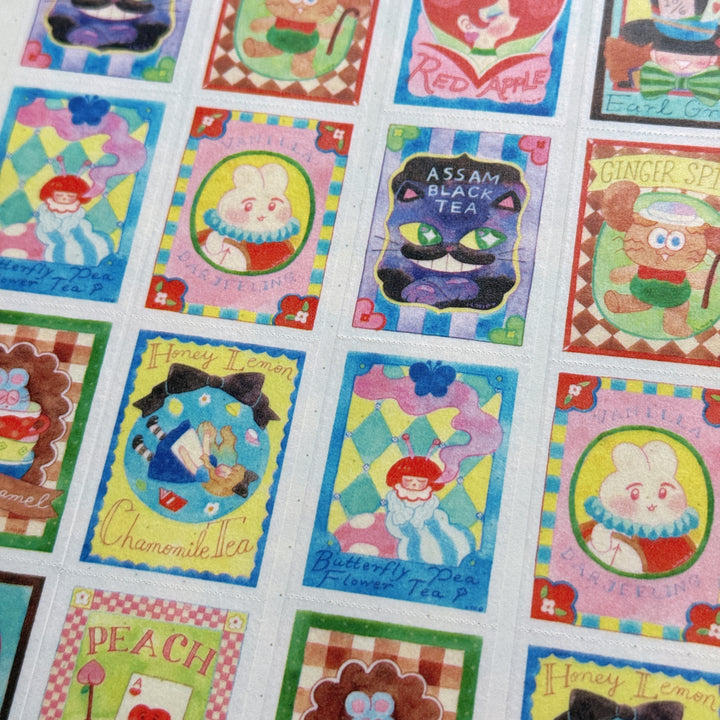 (MT134) Rainbowholic x Chichilittle Alice Tea Bags Easy Cut Washi Tape