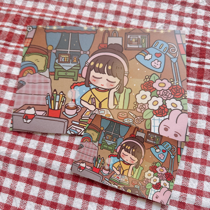 Rainbowholic x Chichilittle My Cozy Room & Journaling Time Postcard & Sticker Set