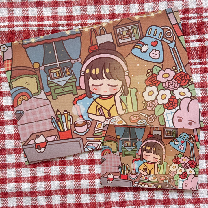 Rainbowholic x Chichilittle My Cozy Room & Journaling Time Postcard & Sticker Set