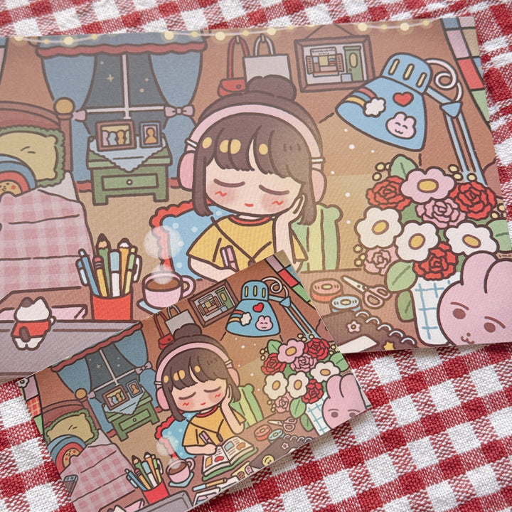 Rainbowholic x Chichilittle My Cozy Room & Journaling Time Postcard & Sticker Set