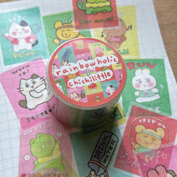 (MT136) Rainbowholic x Chichilittle Exercise Motivation Easy Cut Washi Tape