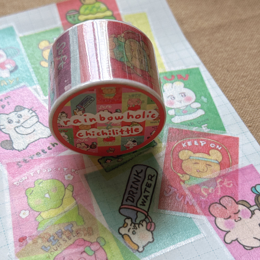(MT136) Rainbowholic x Chichilittle Exercise Motivation Easy Cut Washi Tape