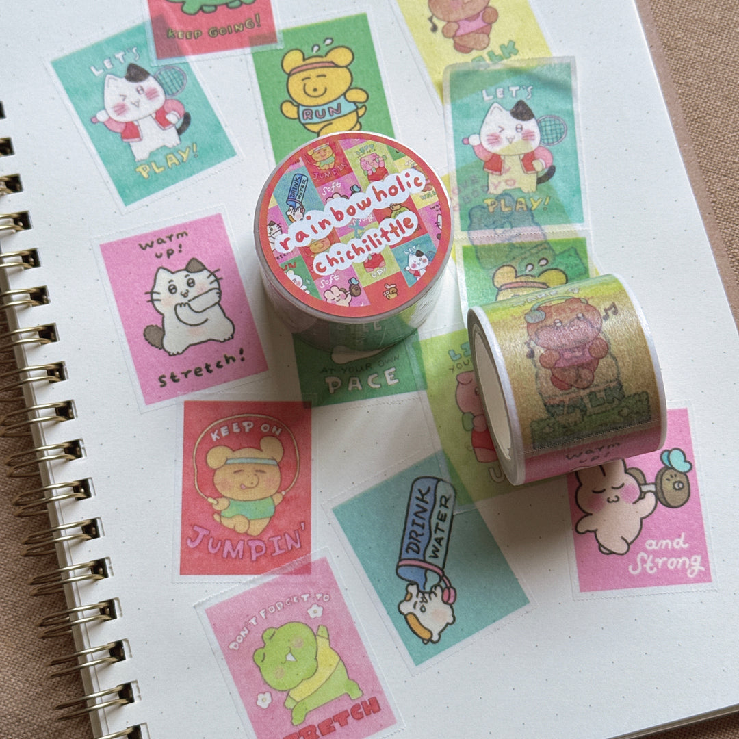(MT136) Rainbowholic x Chichilittle Exercise Motivation Easy Cut Washi Tape