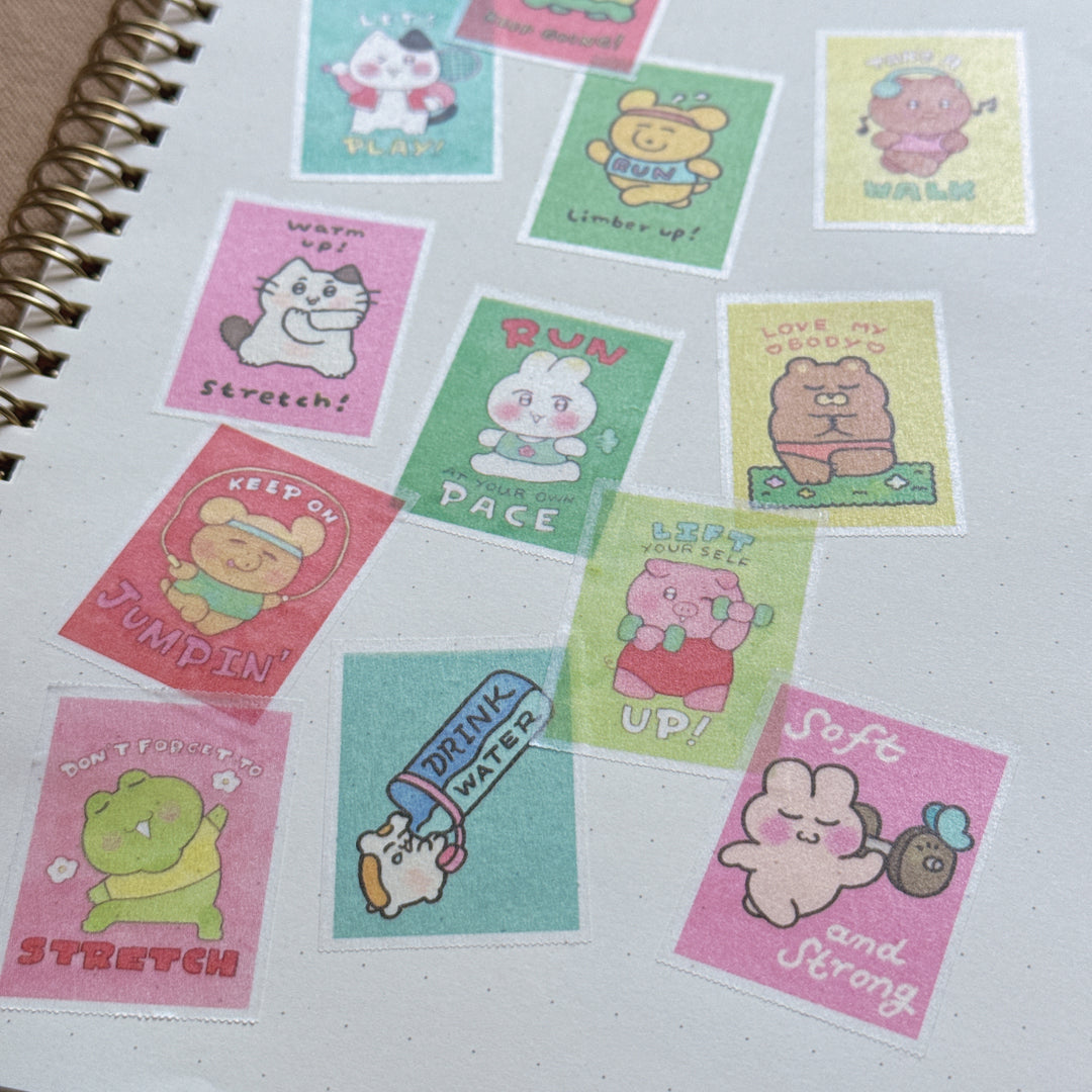 (MT136) Rainbowholic x Chichilittle Exercise Motivation Easy Cut Washi Tape
