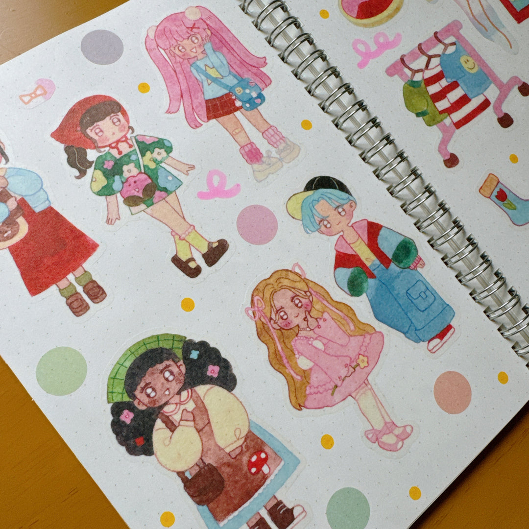 (ST095) Original Rainbowholic x Chichilittle "Kawaii Fashion" Sticker Set (2 sheets)