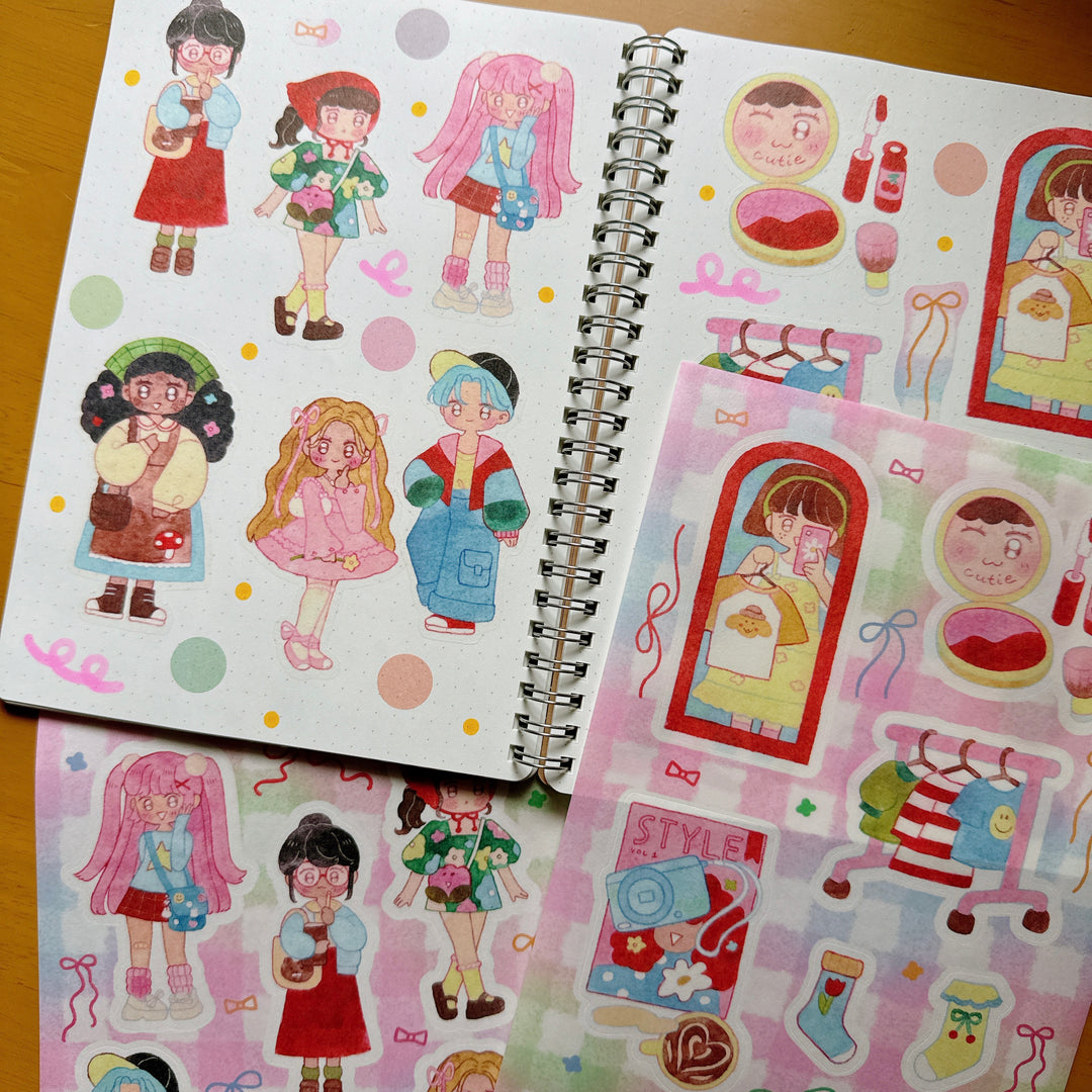 (ST095) Original Rainbowholic x Chichilittle "Kawaii Fashion" Sticker Set (2 sheets)