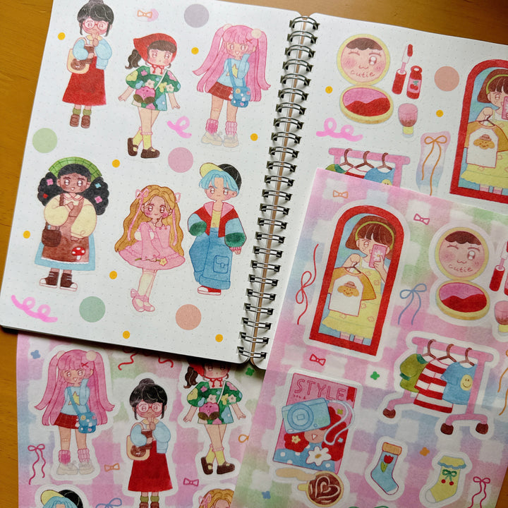 (ST095) Original Rainbowholic x Chichilittle "Kawaii Fashion" Sticker Set (2 sheets)