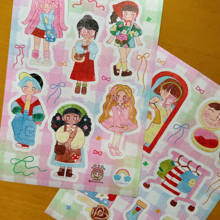 (ST095) Original Rainbowholic x Chichilittle "Kawaii Fashion" Sticker Set (2 sheets)