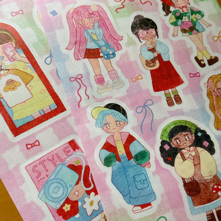 (ST095) Original Rainbowholic x Chichilittle "Kawaii Fashion" Sticker Set (2 sheets)