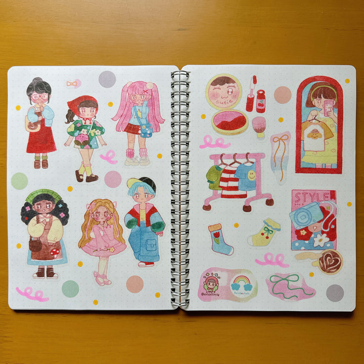 (ST095) Original Rainbowholic x Chichilittle "Kawaii Fashion" Sticker Set (2 sheets)