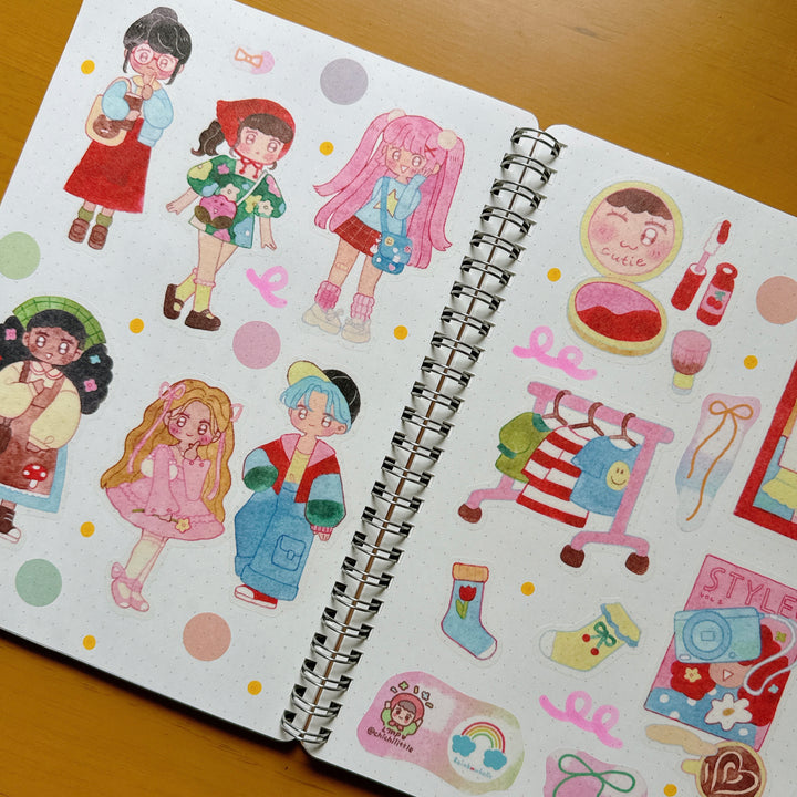 (ST095) Original Rainbowholic x Chichilittle "Kawaii Fashion" Sticker Set (2 sheets)