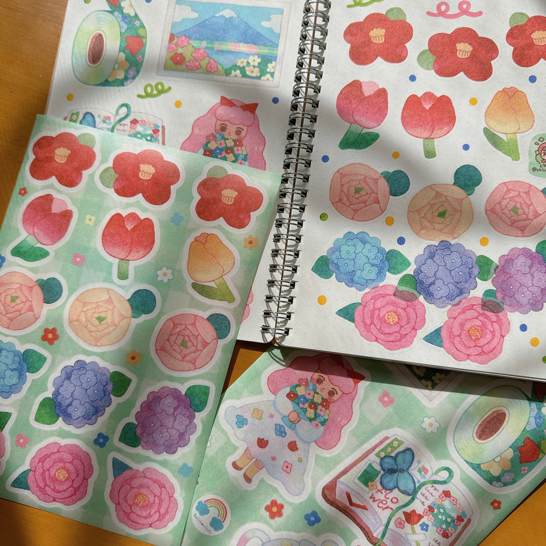 Rainbowholic x Chichilittle Garden of Flowers Sticker Set (2 sheets)