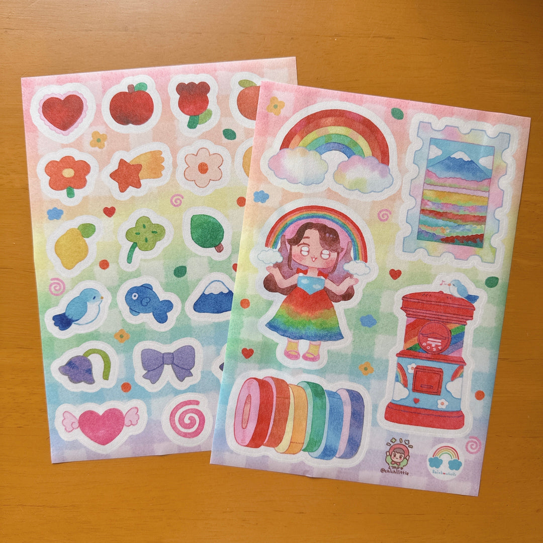(ST083) Rainbowholic x Chichilittle Collaboration "Rainbow Patterns" Sticker Set (2 sheets)