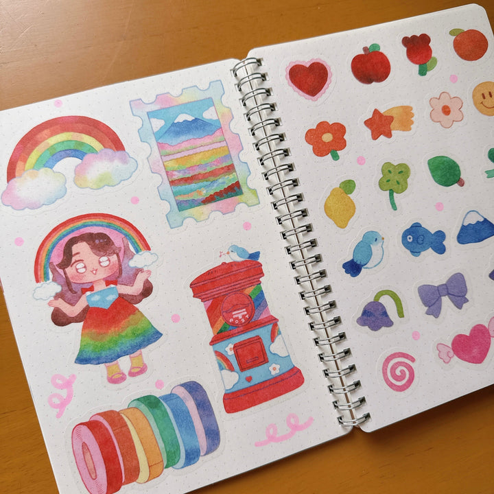 (ST083) Rainbowholic x Chichilittle Collaboration "Rainbow Patterns" Sticker Set (2 sheets)