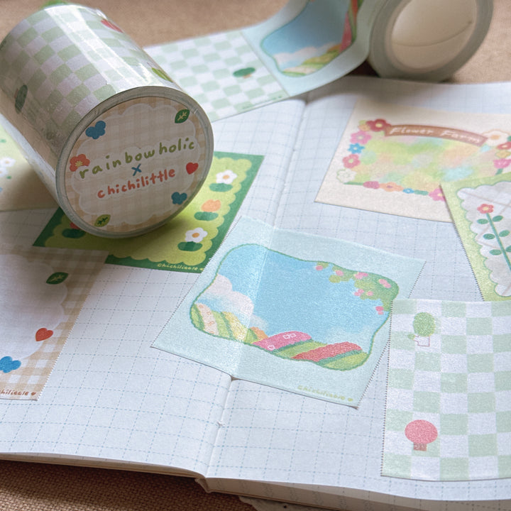 (RM004) Rainbowholic x Chichilittle Spring Notes Roll Memo Washi Tape