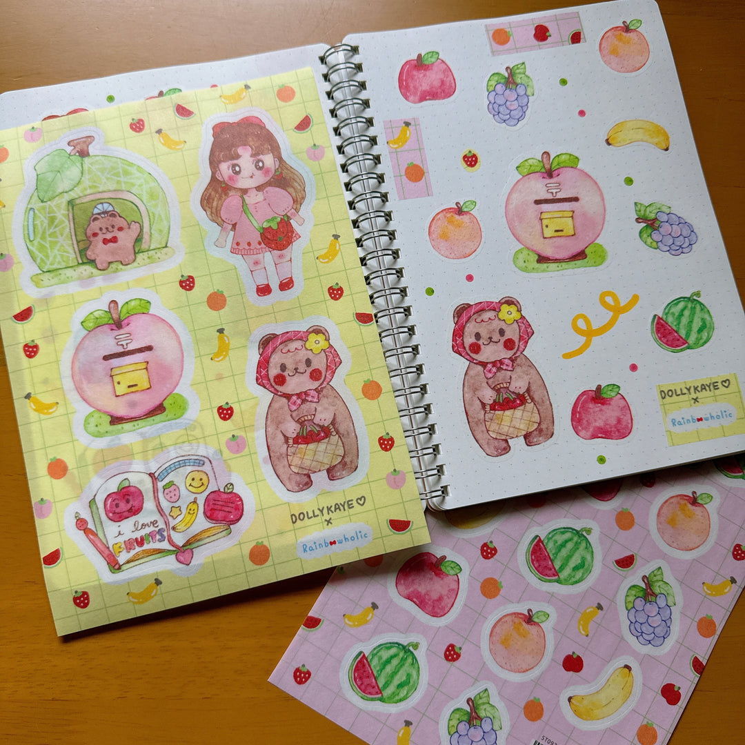 (ST097) Original Rainbowholic x Dolly Kaye Art "Fruits" Sticker Set (2 sheets)