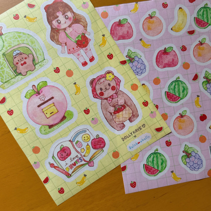 (ST097) Original Rainbowholic x Dolly Kaye Art "Fruits" Sticker Set (2 sheets)