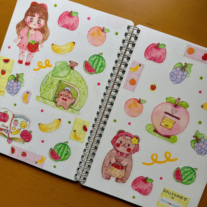 (ST097) Original Rainbowholic x Dolly Kaye Art "Fruits" Sticker Set (2 sheets)