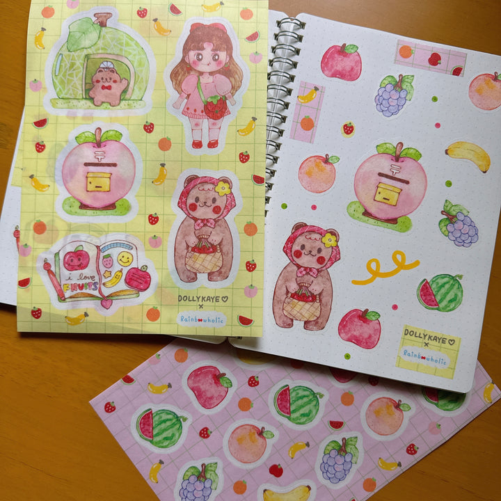 (ST097) Original Rainbowholic x Dolly Kaye Art "Fruits" Sticker Set (2 sheets)