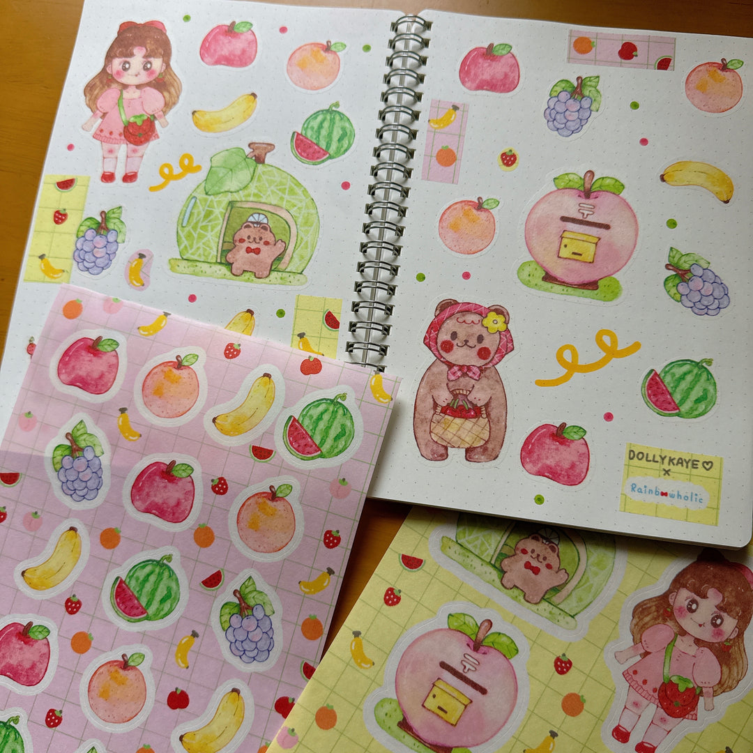 (ST097) Original Rainbowholic x Dolly Kaye Art "Fruits" Sticker Set (2 sheets)