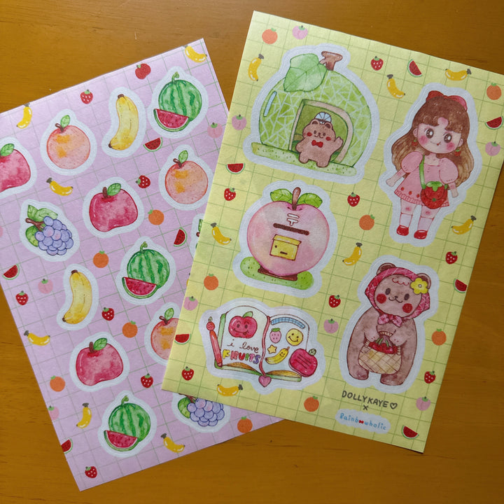 (ST097) Original Rainbowholic x Dolly Kaye Art "Fruits" Sticker Set (2 sheets)