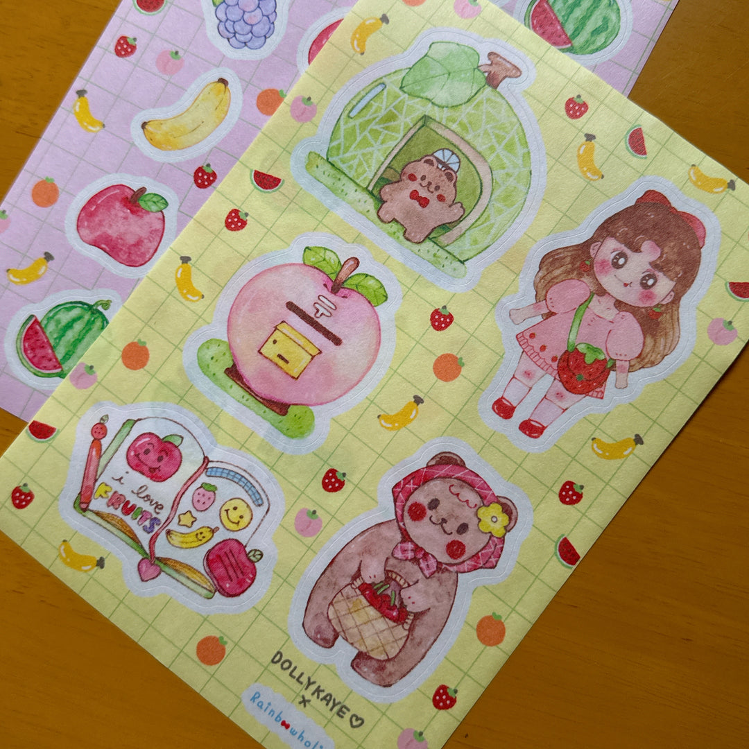 (ST097) Original Rainbowholic x Dolly Kaye Art "Fruits" Sticker Set (2 sheets)