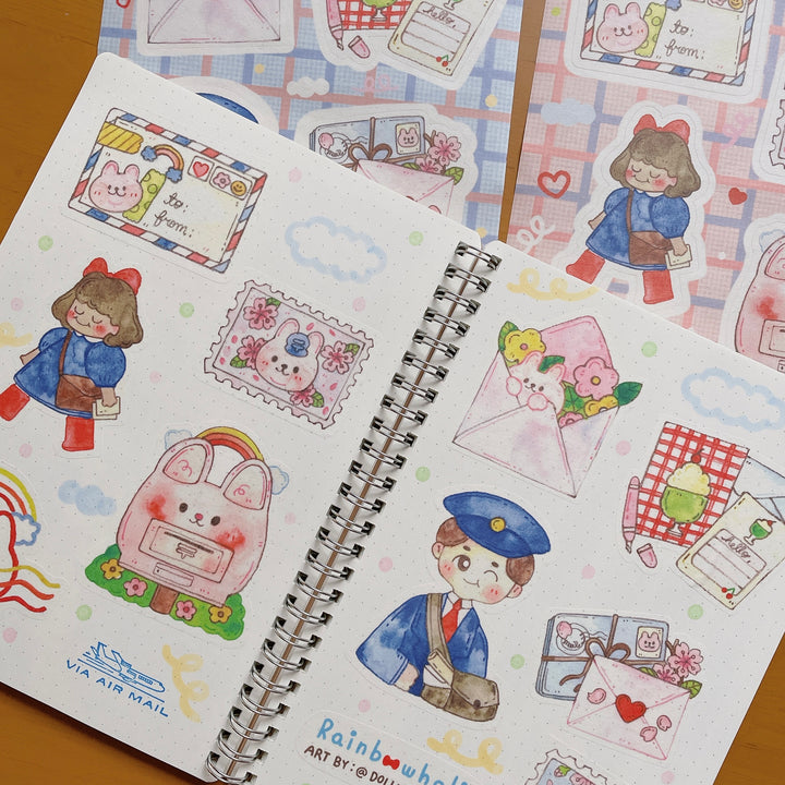 (ST053) Rainbowholic x Dolly Kaye Art "Happy Mail Time" Sticker Set (2 sheets)