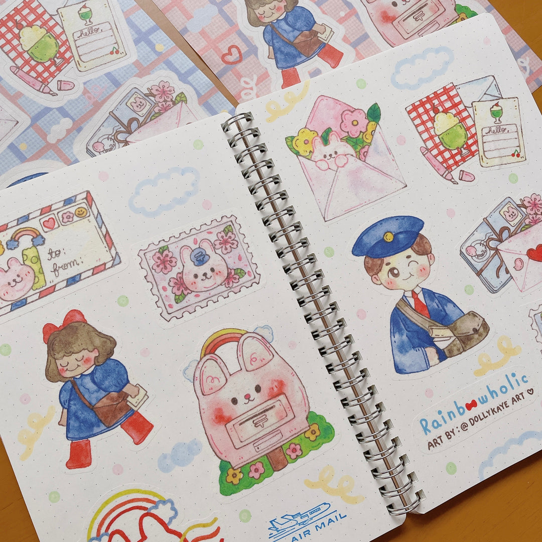 (ST053) Rainbowholic x Dolly Kaye Art "Happy Mail Time" Sticker Set (2 sheets)