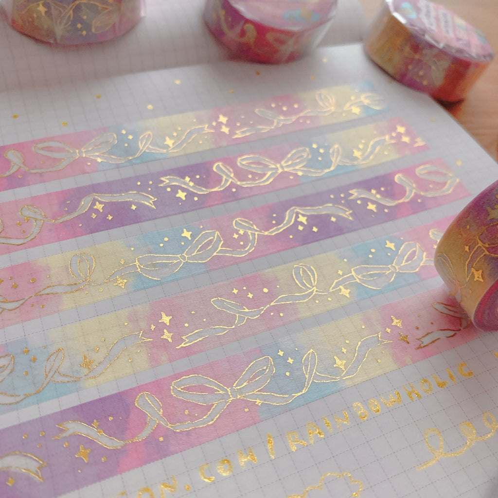 (MT023) Original Kate Paints x Rainbowholic Pastel Gold Foil Collaboration Washi Tape