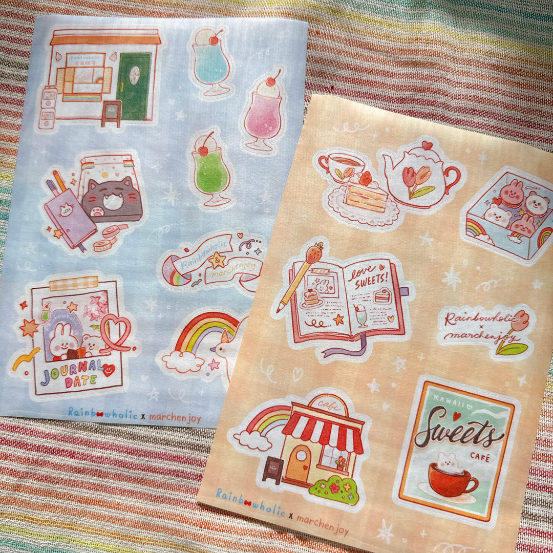 Rainbowholic x Marchenjoy Cafe Sweets A5 Sticker Sheet Set