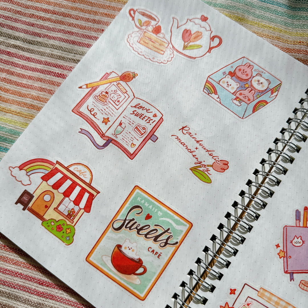 Rainbowholic x Marchenjoy Cafe Sweets A5 Sticker Sheet Set