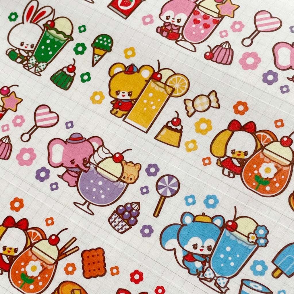 (MT050) Cinta washi retro Ochame Friends de 3 cm de Rainbowholic x Mie Design