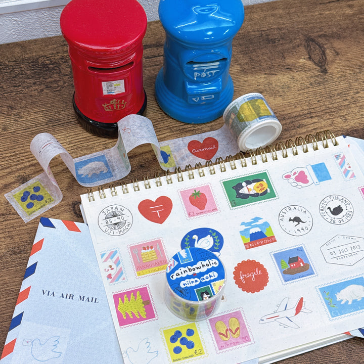 (MT066) Rainbowholic x Niina Aoki Airmail Easy Cut Washi Tape