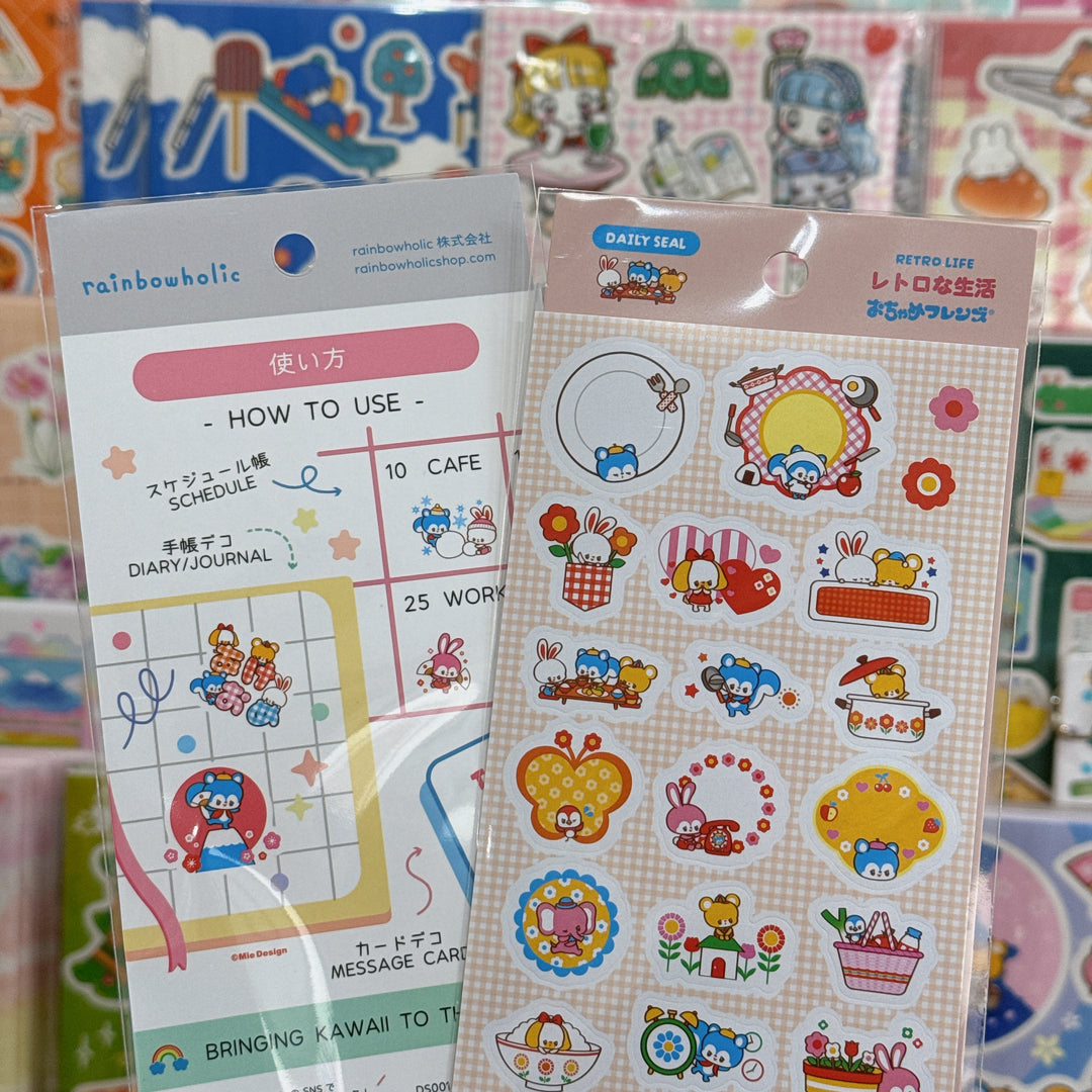 (DS004) Rainbowholic x Ochame Friends Retro Life Sticker Sheet