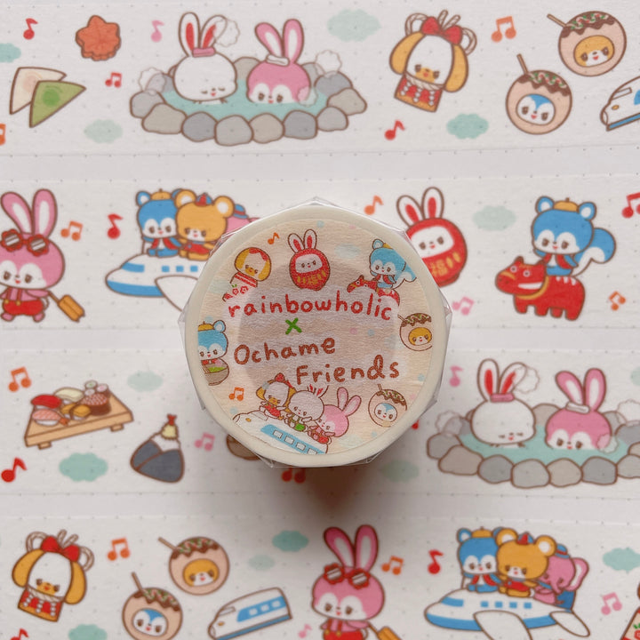 (MT077) Rainbowholic x Ochame Friends Japan Trip 3cm Washi Tape