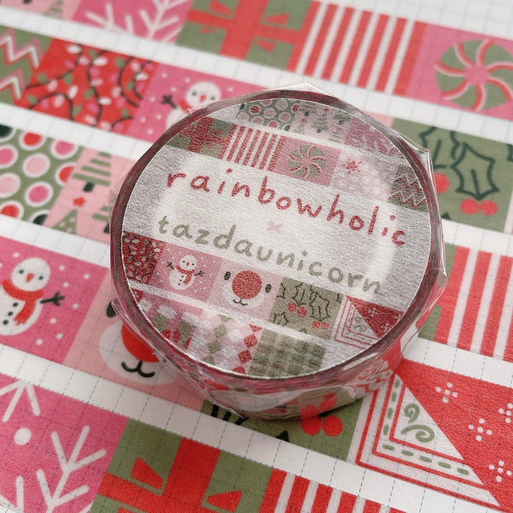 (MT057) Original Rainbowholic x Tazdaunicorn Holiday Patchwork Washi Tape