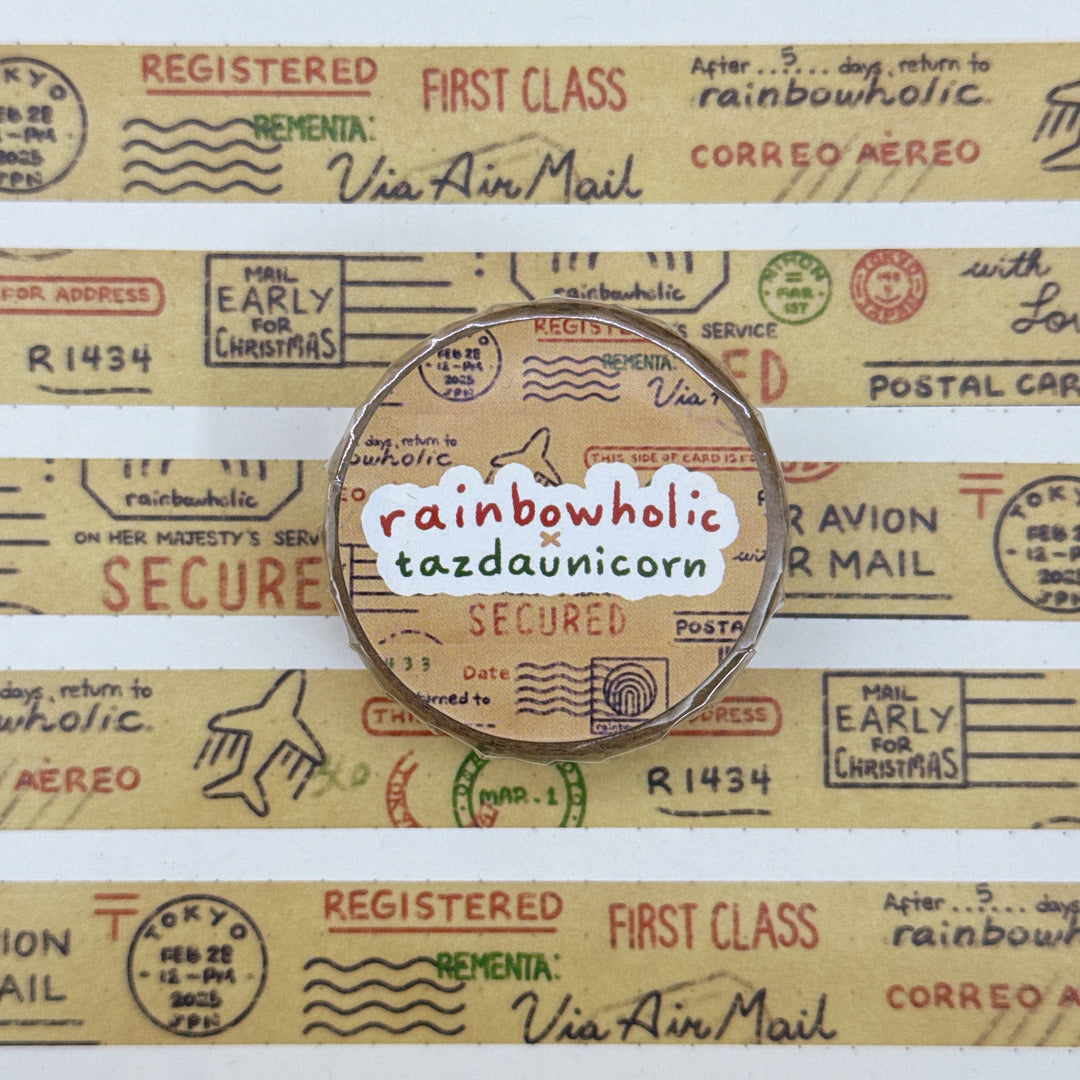 (MT131) Original Rainbowholic x Tazdaunicorn Airmail Stamps Washi Tape