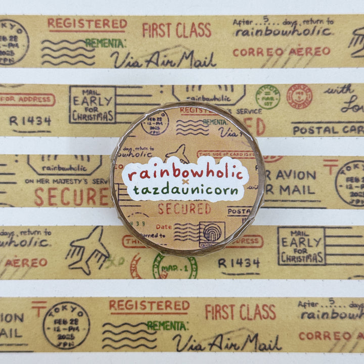 (MT131) Original Rainbowholic x Tazdaunicorn Airmail Stamps Washi Tape