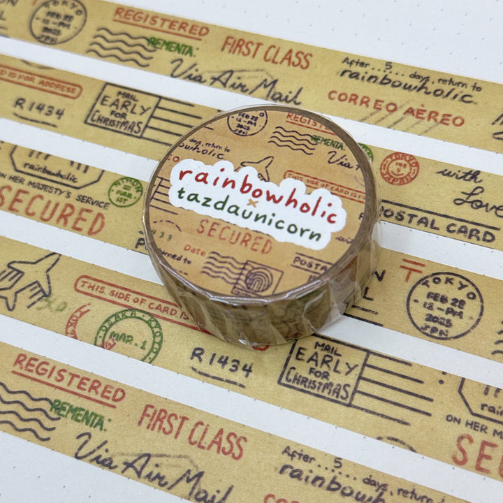 (MT131) Original Rainbowholic x Tazdaunicorn Airmail Stamps Washi Tape
