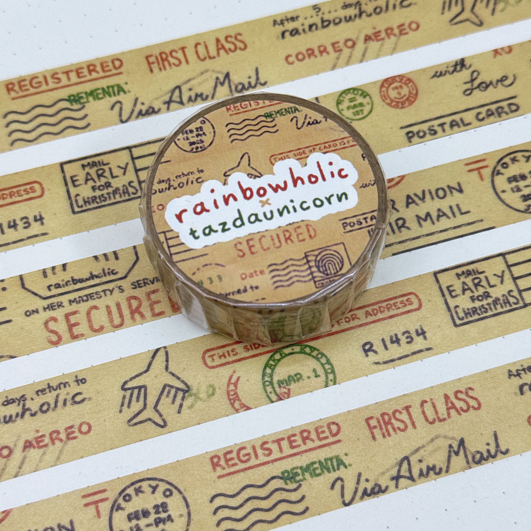 (MT131) Original Rainbowholic x Tazdaunicorn Airmail Stamps Washi Tape