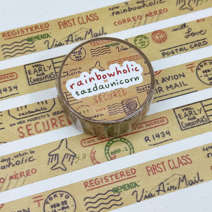 (MT131) Original Rainbowholic x Tazdaunicorn Airmail Stamps Washi Tape